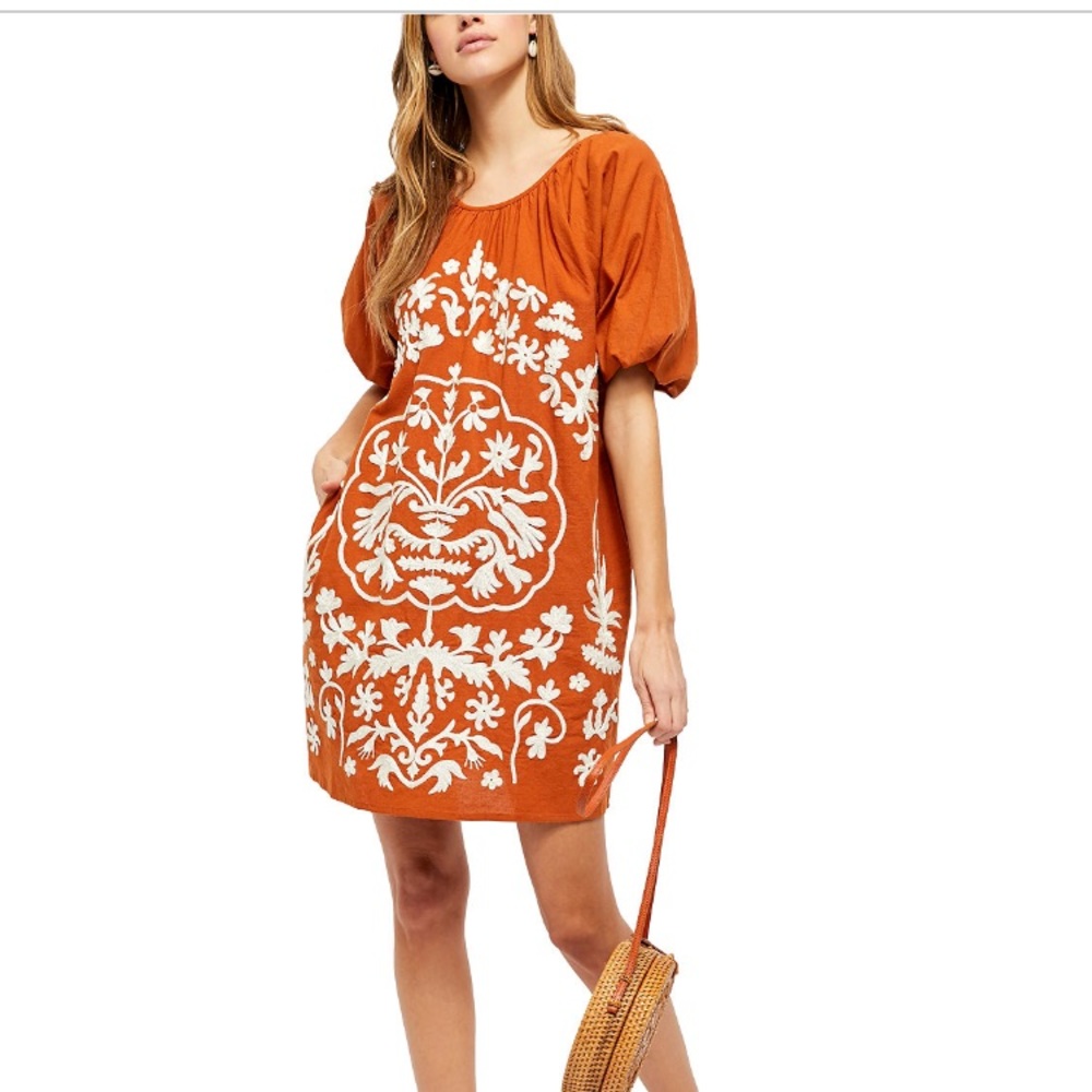 Free People Fiona Embroidered Mini Dress